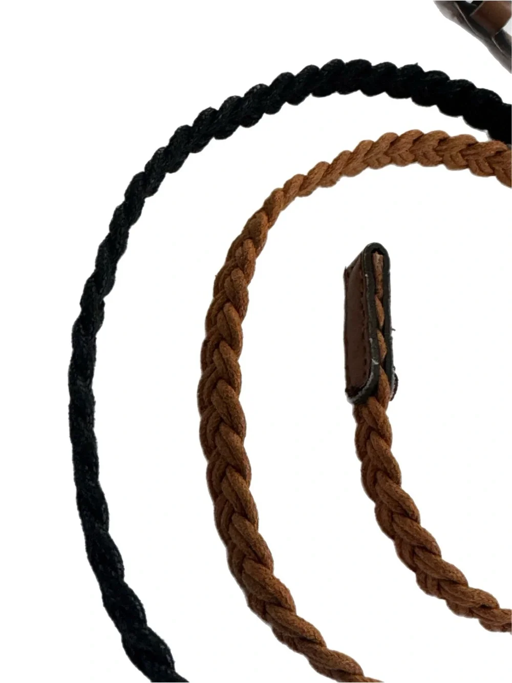 Kids Braided Skinny Belt Set - Black & Brown